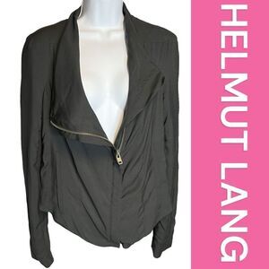Helmut Lang Womens Asymmetrical Shawl Collar Moto Style Jacket Black Size Medium